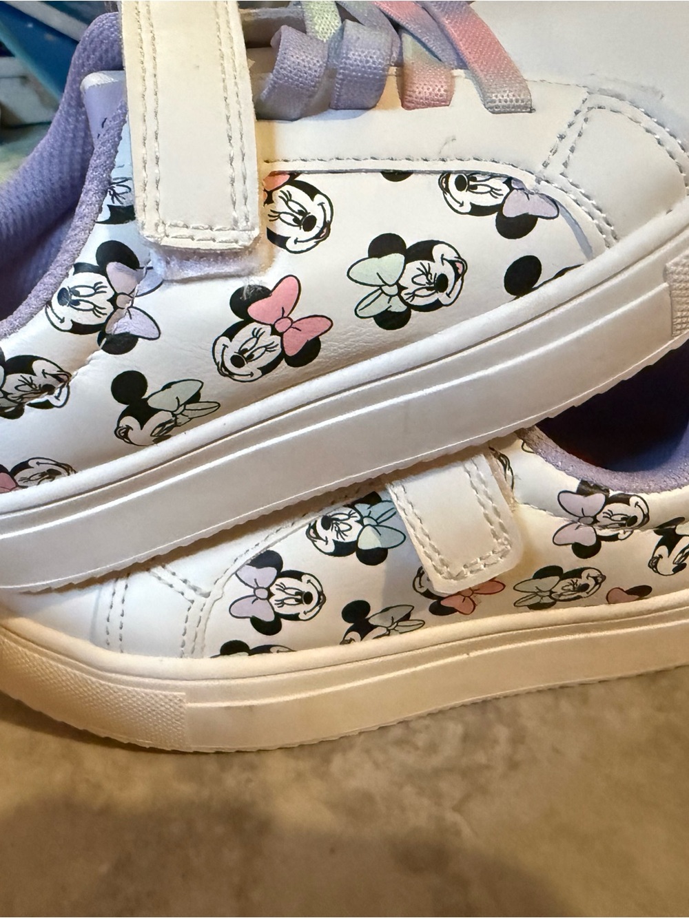 Disney White Kids Sneakers with Pastel Minnie Bow Print
